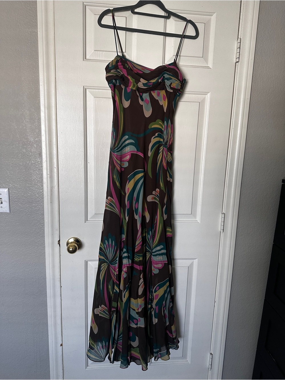 Vintage BCBG Max Azria 100% Silk Bias Cut Botanical Maxi Dress | Size 2 | Y2K - Picture 6 of 8